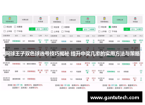 网球王子双色球选号技巧揭秘 提升中奖几率的实用方法与策略